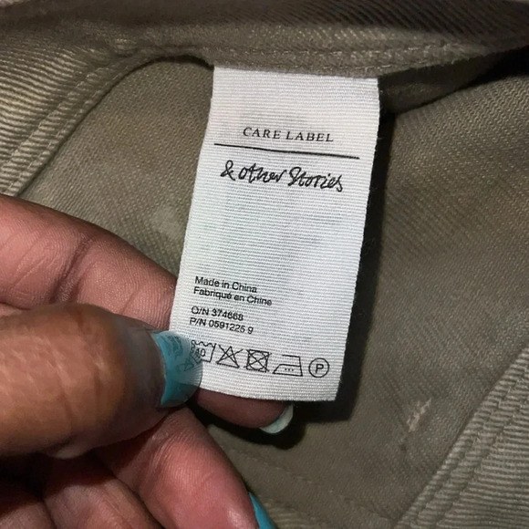 & other stories khaki cropped denim jeans, size 2 - Picture 4 of 5
